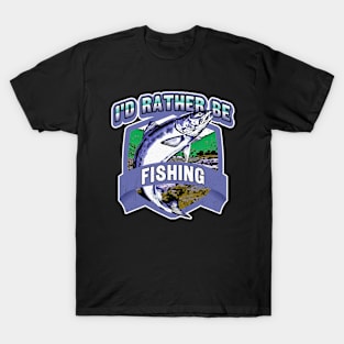 I'd Rather Be Fishing // Retro Style Design T-Shirt